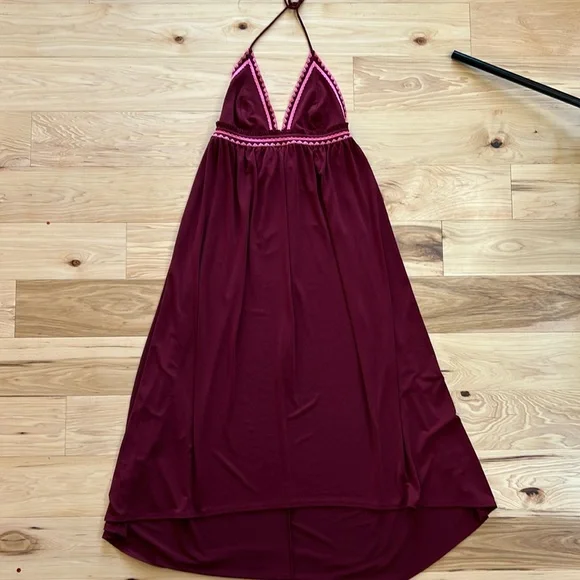 Express | Dresses | Express Maroon Pink Boho Embroidered Open Back Maxi  Dress Small | Poshmark